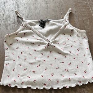 Forever 21 White Floral Crop Top
